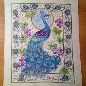 New Handmade Embroidered picture "Bird of Happiness" 37 cm x 47.5cm Cross Stitch